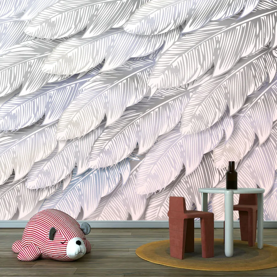 

Custom Peel and Stick Wallpaper for Livfing Room Decoration Contact Papers Home Decor Feather Walls Furniture Renovation Mural