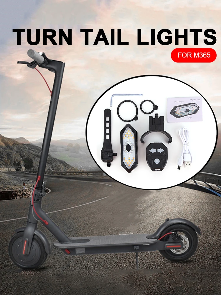 Turn Signal Lamp 900mAh Rear Lamp Smart Wireless Remote Control Micro USB Rechargeable Waterproof for M365 Pro 2 MI 4