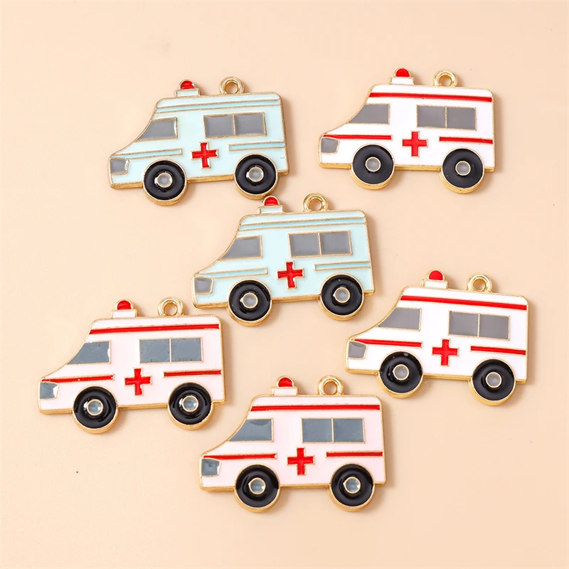 20 Stück 30 x 22 mm niedliche Emaille-Anhänger für medizinische Krankenwagen, für die Herstellung von Halsketten, Ohrringen, Armbändern, DIY-Handwerk, Schmuckzubehör – Detail 8