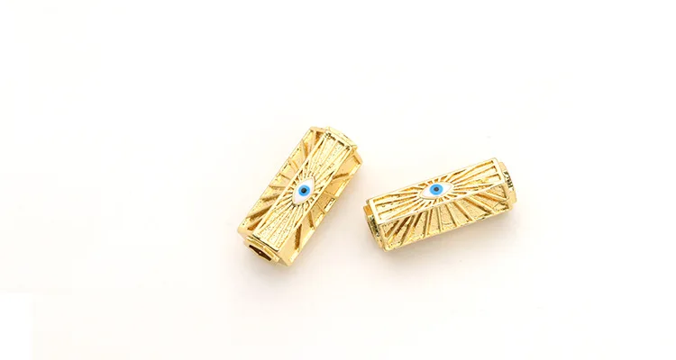 5 Pcs Gold plated cubic zircon CZ Micro Pave Colorful Eye Tube For DIY Jewelry Finding