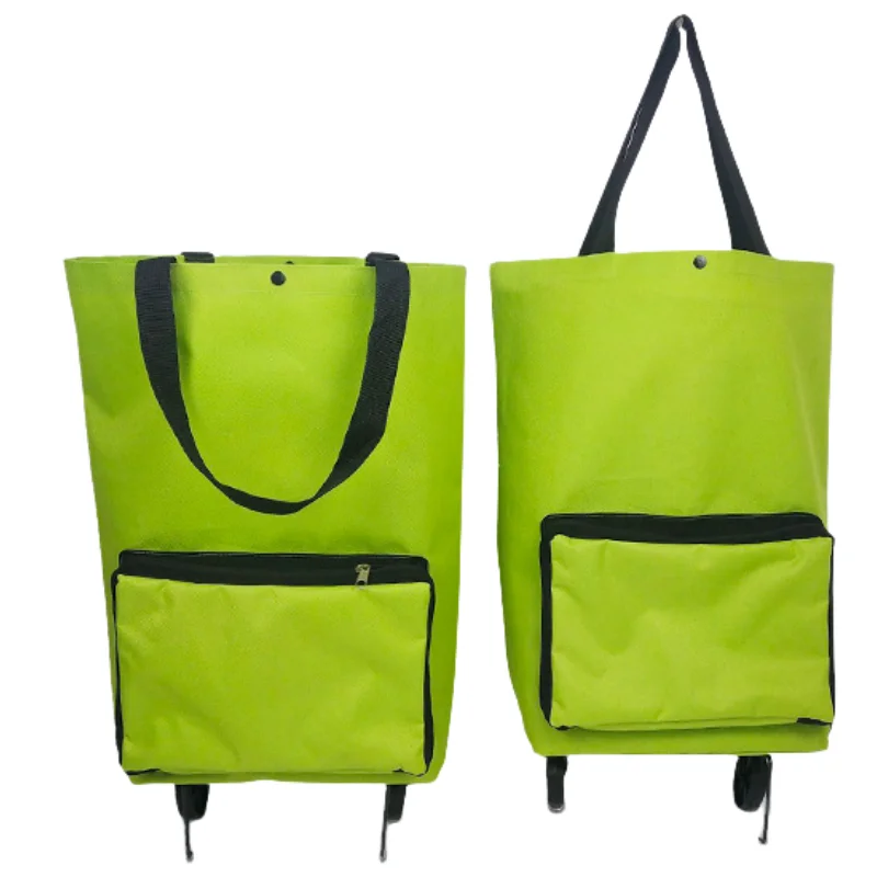 Bolsa de compras plegable con ruedas, organizador portátil para comprar alimentos, verduras, novedad