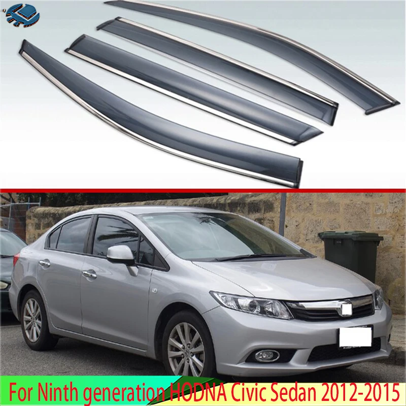 

For Ninth generation HODNA Civic Sedan 2012-2015 Plastic Exterior Visor Vent Shades Window Sun Rain Guard Deflector 4pcs 2013