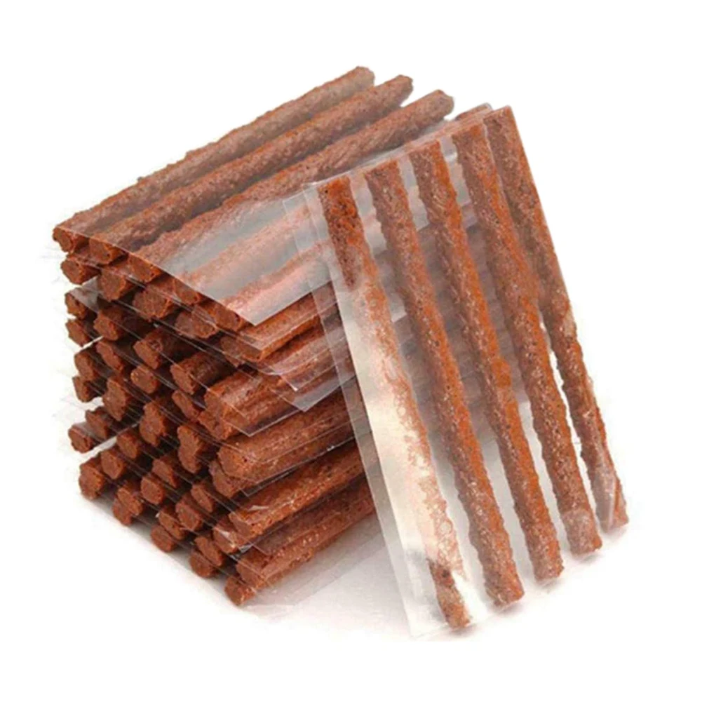 A89X 100PCS Car Tubeless Tire Puncture Repair Tool Rubber Strips Stiring Plug Garage Seal Patch for Tyre Maintenan Universal