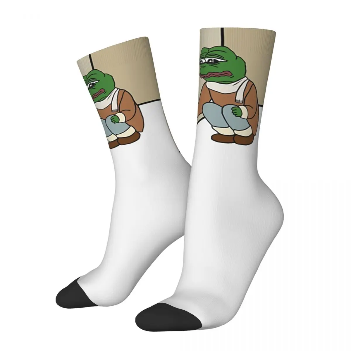 Funny Crazy Sock for Men Sad And Dramatic Hip Hop Pepe The Frog Breathable Pattern Printed Crew Sock Seamless Gift