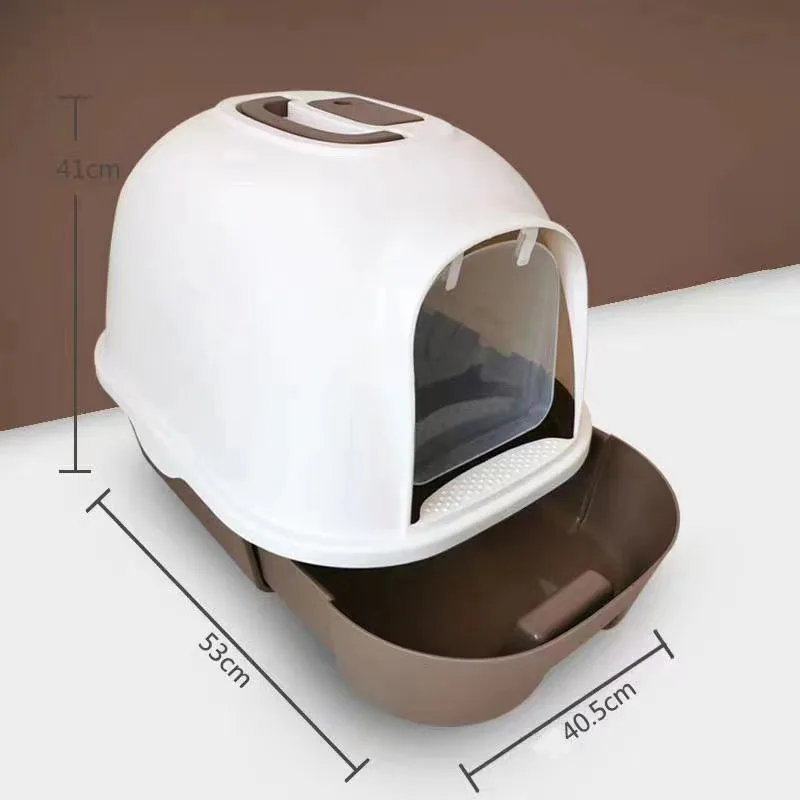 

Customizable new cat toilet foldable closed pet fecal box with splash proof shovel