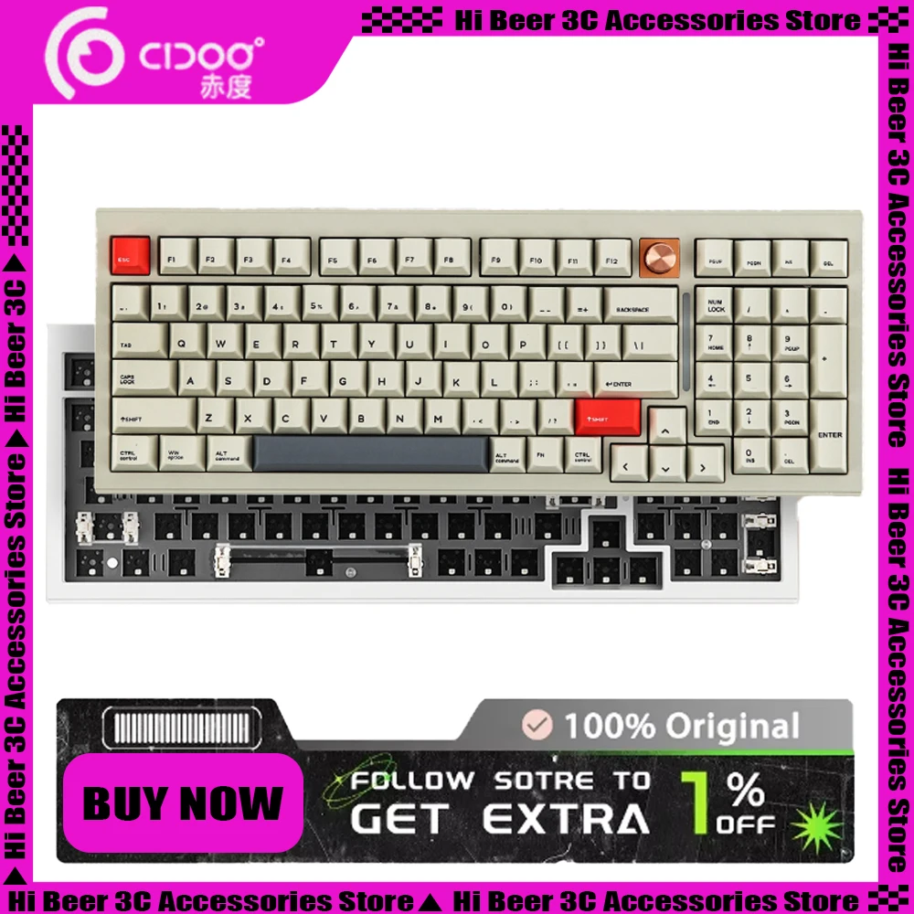 Cidoo V98 Mechanical Keyboard Aluminum Alloy Multi-function Knob Hot-swap E-Sports Gaming Keyboard RGB PC Gamer Accessories