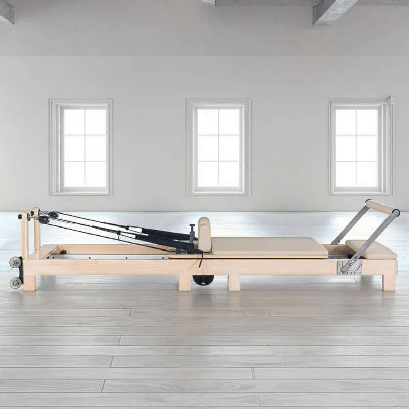 YTYIN Foldable Maple Wood Pilates Reformers Home Gym Balanced Equipment Convenient Foldable Reformer Machine