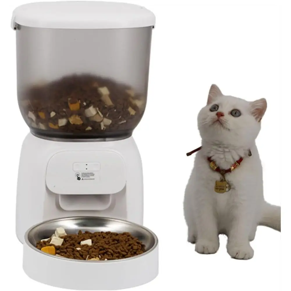 

Automatic Pet Feeder with Camera, 4L Food Dispenser, App Control, 2-Way Audio, 4-Layer Lock, Dual Power, Timed Feeding Station f