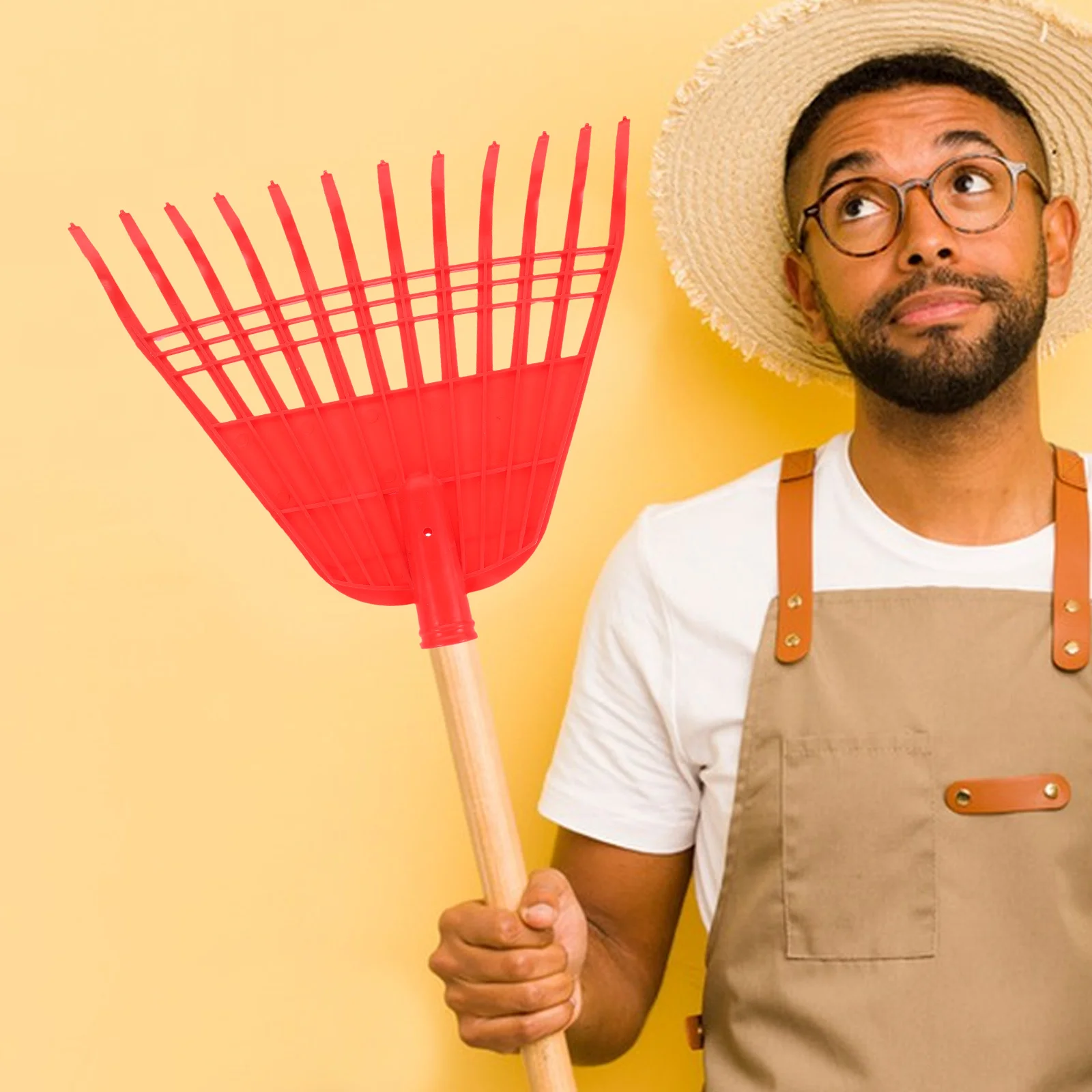 Testa di rastrello da giardino in plastica rossa durevole leggera per prato diserbo cortile agricoltura rastrello per erba strumento di livellamento a terra paletta per foglie
