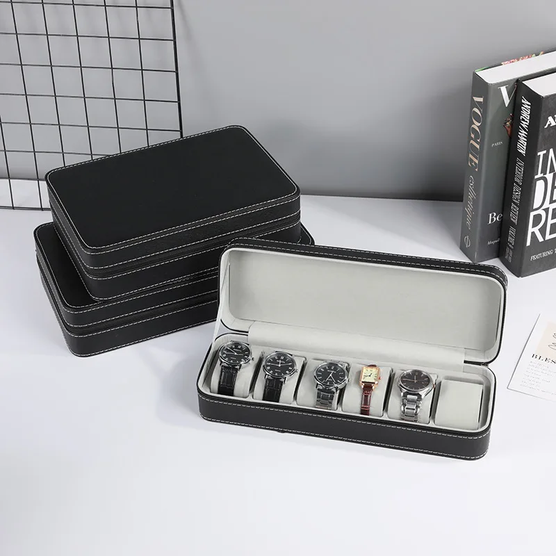 Custodia per orologio con cerniera in pelle PU portatile stile classico 6/10/12 bit Custodia per orologio con cerniera per gioielli Custodia per collezione di orologi