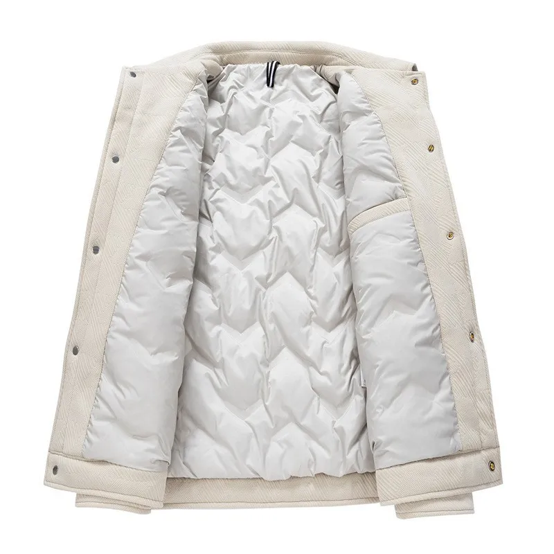 Uomo Tinta unita Casual Trendy Allentato Semplice Basic Colletto rovesciato Manica lunga 50% Piumini d'oca Nuovi cappotti di moda Top