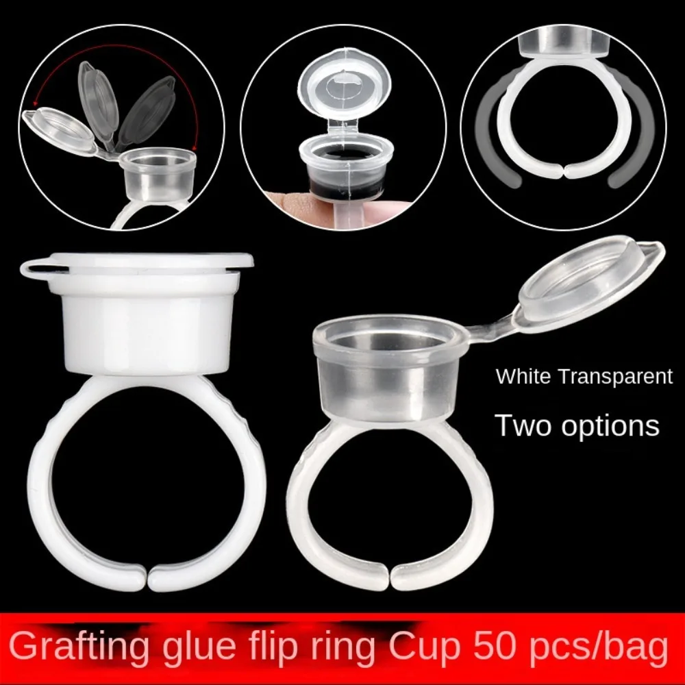 50PCS Practical Cover Cap Tattoo Pigment Ink Ring Cups Plastic Disposable Pigment Cup/Cap Eyelash Extend No Divider Glue Holder