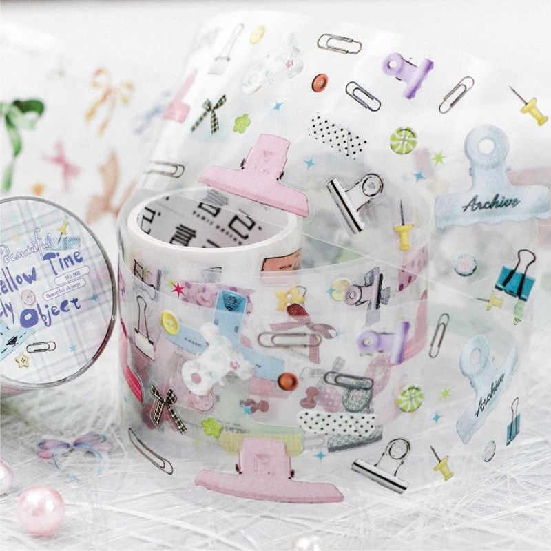 JIANQI 45mm*200cm Color clip Series Vintage Journal Tool Material Collage PET Tape Creative DIY Stationery