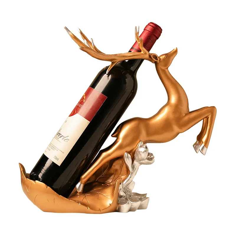 

Modern home decoration gold decoration living room lively animals elk wine rack