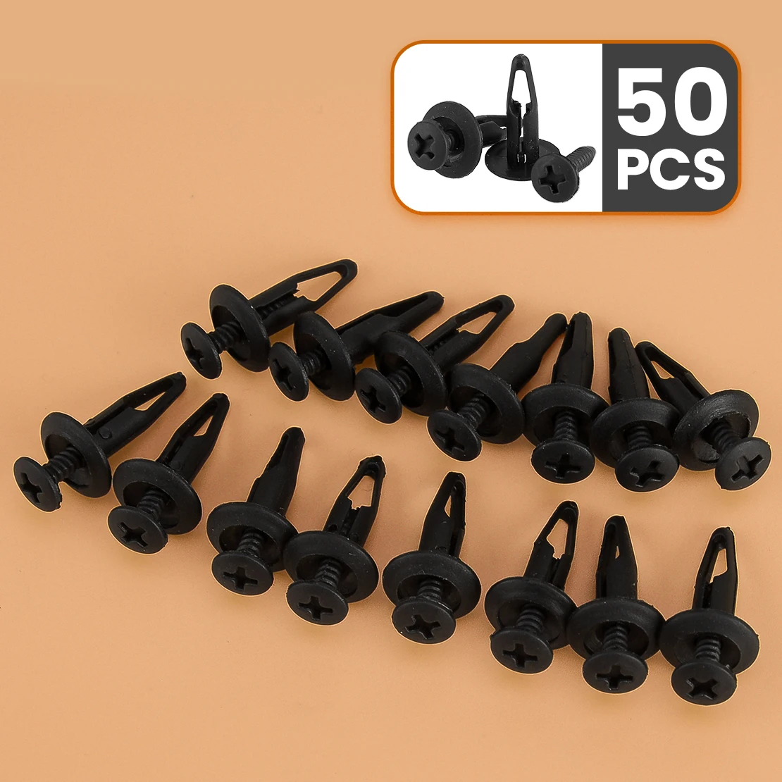 50Pcs Front Grille Bumper Mudguard Panel Trim Scrivet Rivet Retaining Clip Fastener Retainer Fit for Ford Ranger Mazda BT50 New