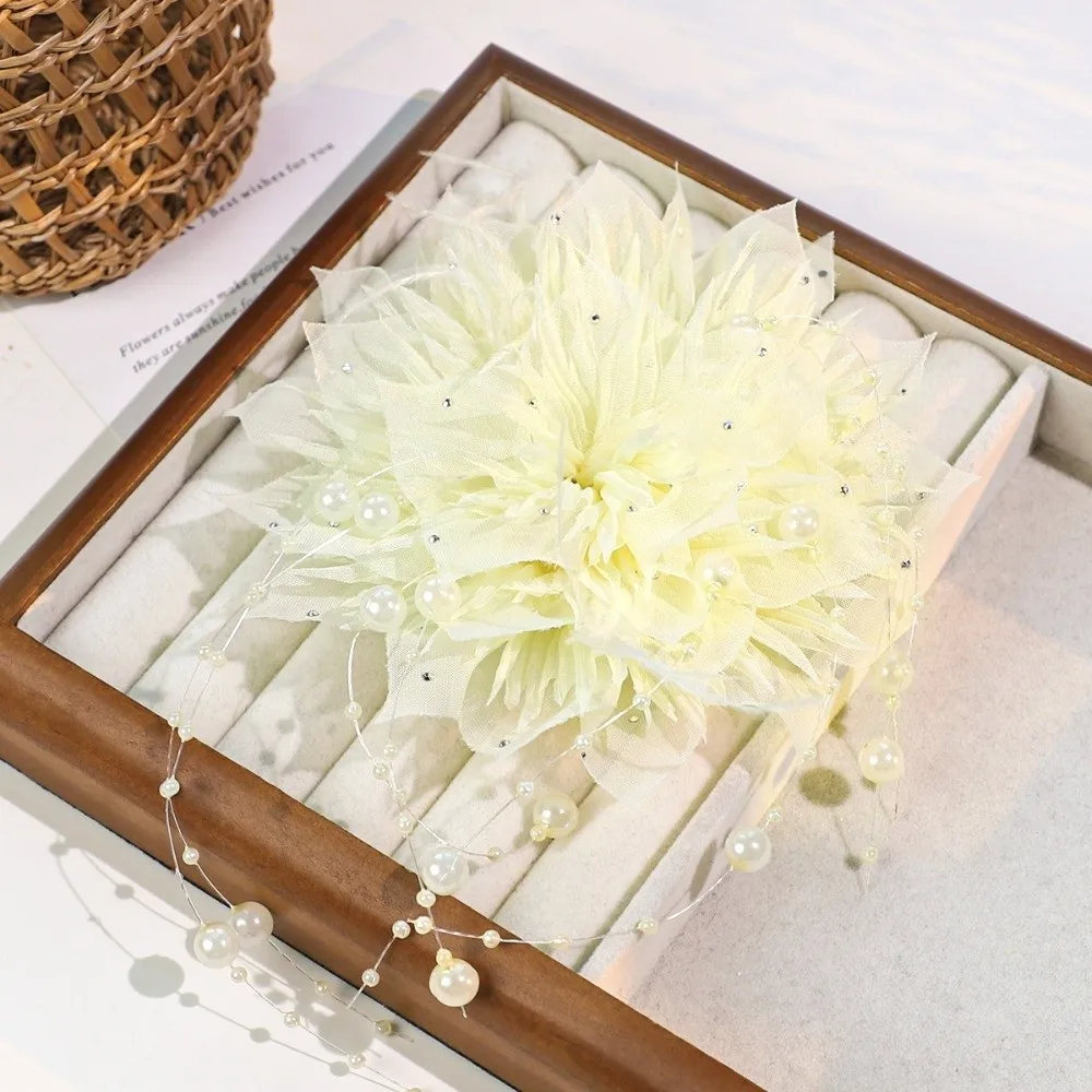 Ethereal Pearl 3D Organza Flower Patch Hand-made Flower DIY Sewing Decals Multi-layer Handmade Embroidery Patch Dress Decoration