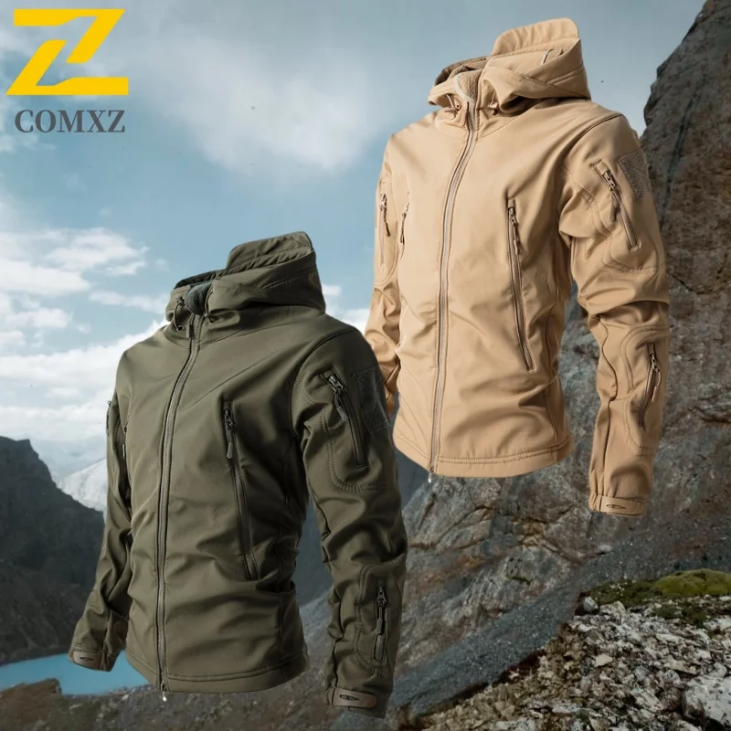 

Mountain Soft Case Jacket Men's Winter Autumn Casual Waterproof Pocket Zipper Trenchcoat Outdoor Sports Hunting Work Hooded Coat