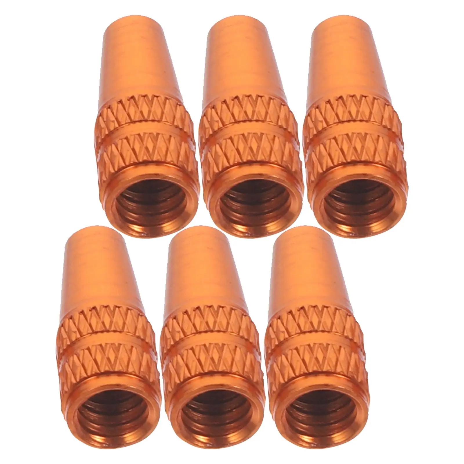 

6 pcs French Style Aluminum Valve Caps for Bicycle Mountain Bike Roadbike Orange Anti Rust Long Lasting Bright Easy Installation