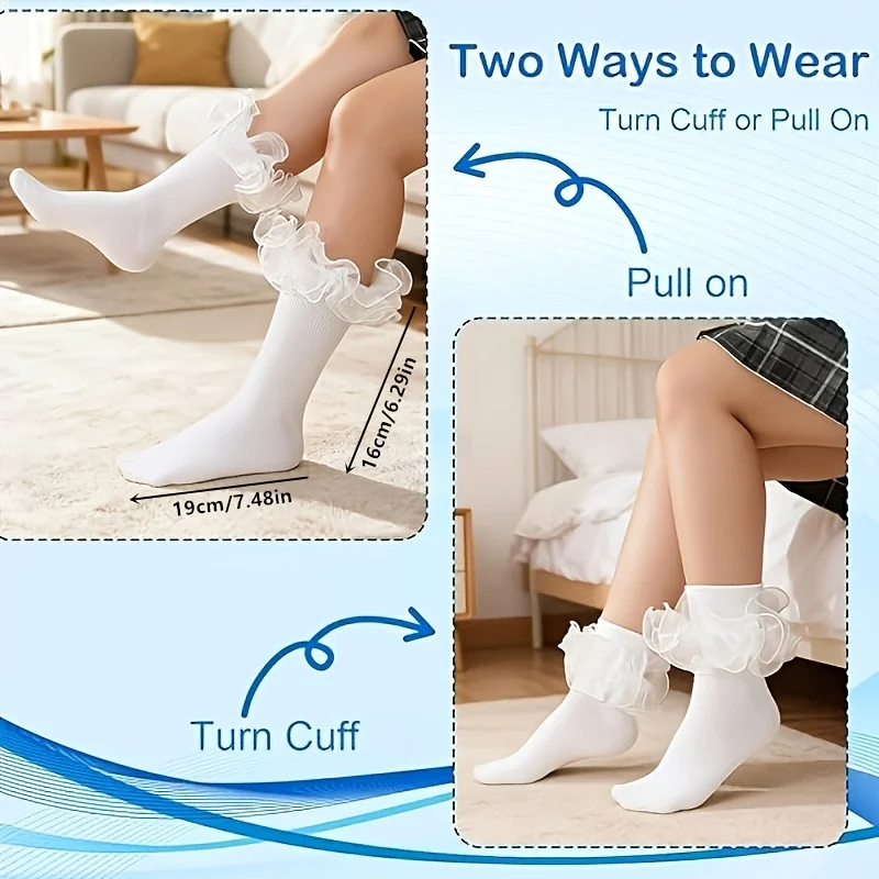 Thin Lace Solid Color Combed Cotton Edge Socks Lolita Women's Socks Children Loli Princess Style Student Dance Socks