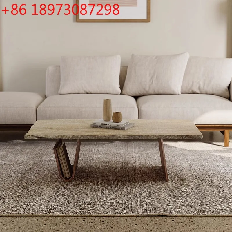 

Medieval simple low living room travertine tea coffee table household high-end solid wood