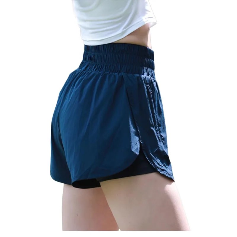 Pantalones cortos deportivos Fluory de cintura alta para mujer, pantalones cortos de entrenamiento antirun, Fitness, boxeo, maratón, nuevo estilo de verano