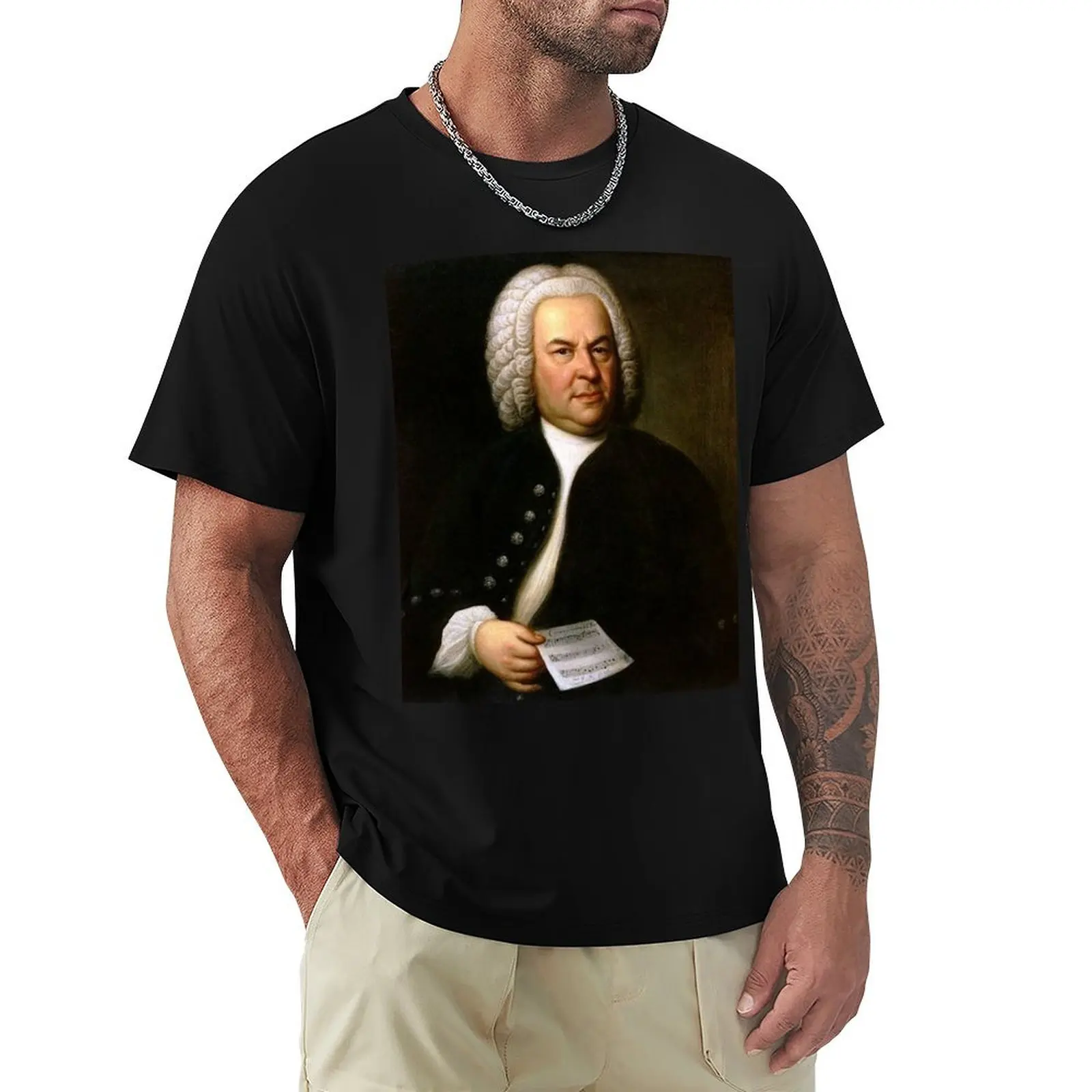 Johann Sebastian Bach Portrait T-Shirt cotton t shirt man T-Shirt