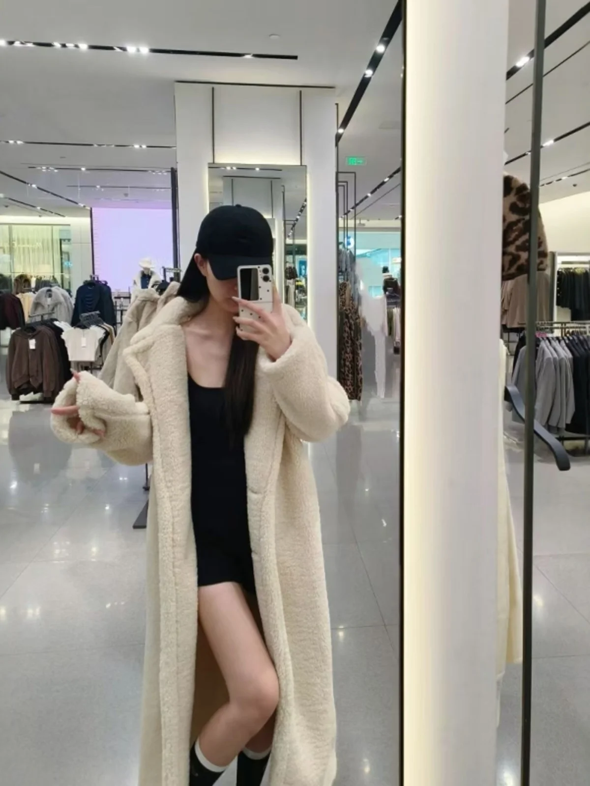 Thickened Long Sheepskin Fleece Lined Coat Stand Collar Overcoat Korean Style Commute Fashion Women's Premium Feel Winter Coat