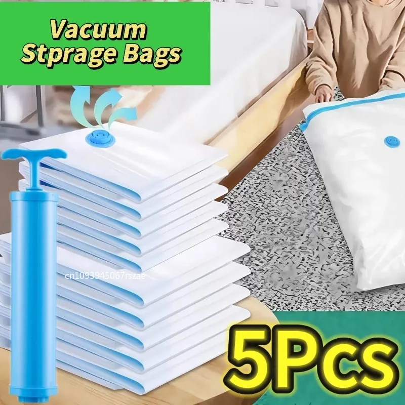 1–5 Stück Vakuum-Aufbewahrungsbeutel, Kleiderbeutel und Vakuum für Kleidung, Verschlussbeutel, leerer Vakuumbeutel und Pumpen-Aufbewahrungsbehälter