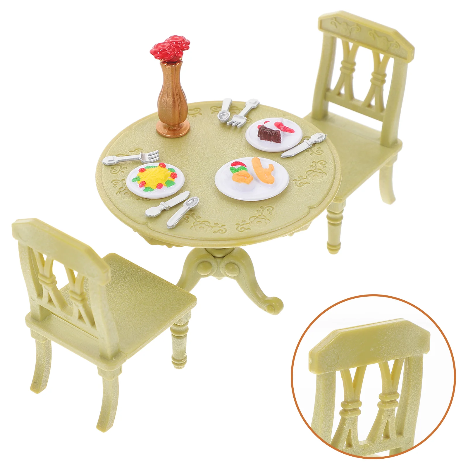 

Mini Double Table and Chair Miniature House Plastic Chairs Decorate Miniatures Furniture Model Baby Accessories Tiny