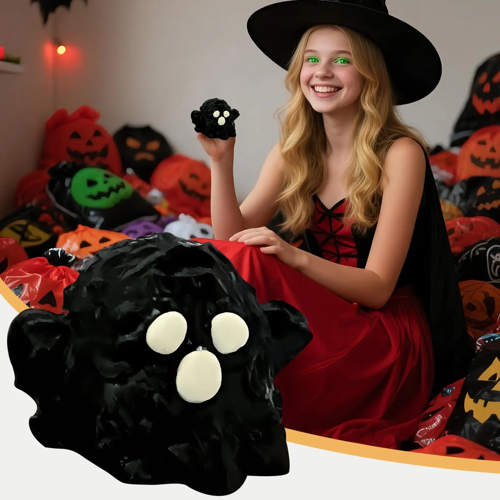 ألعاب الضغط للهالوين من السيليكون نموذج ضغط شبح للحفلات ألعاب معسر فائقة النعومة لأصدقاء العائلة والمراهقين والشباب والنساء