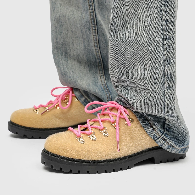 Four-season Men's Fashion Color-block Round-toed Flat-heeled Leather Durable High-quality Brand Design New Casual Shoes