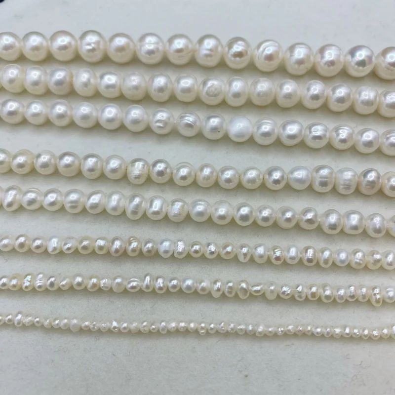 

Размер 2-12 мм, натуральные пресноводные почти круглые жемчужно-белые свободные бусины, продаются за около 15 дюймов, нить для женщин, изготовление ювелирных изделий (22)수 가능한주