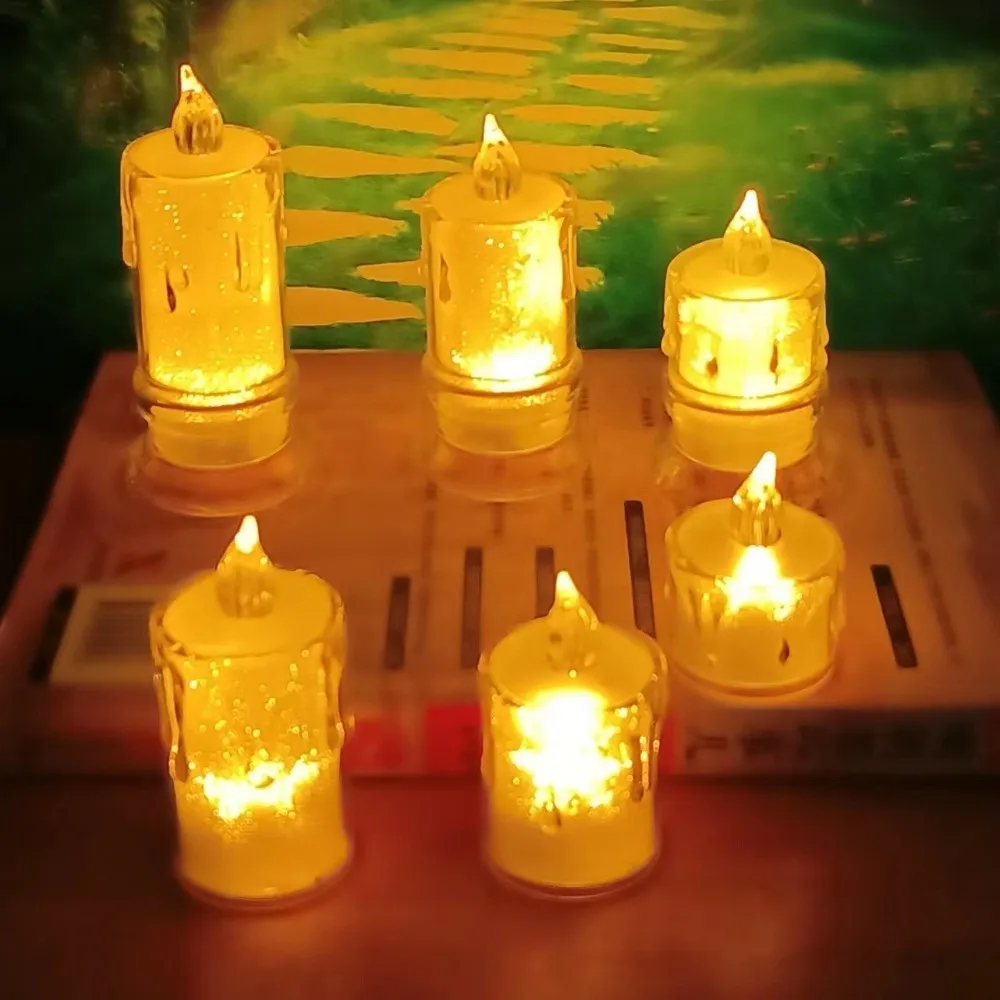 Christmas Electronic Candle Light Transparent Flameless Warm Glowing Candles Mini Portable Simulated Flameless Candles