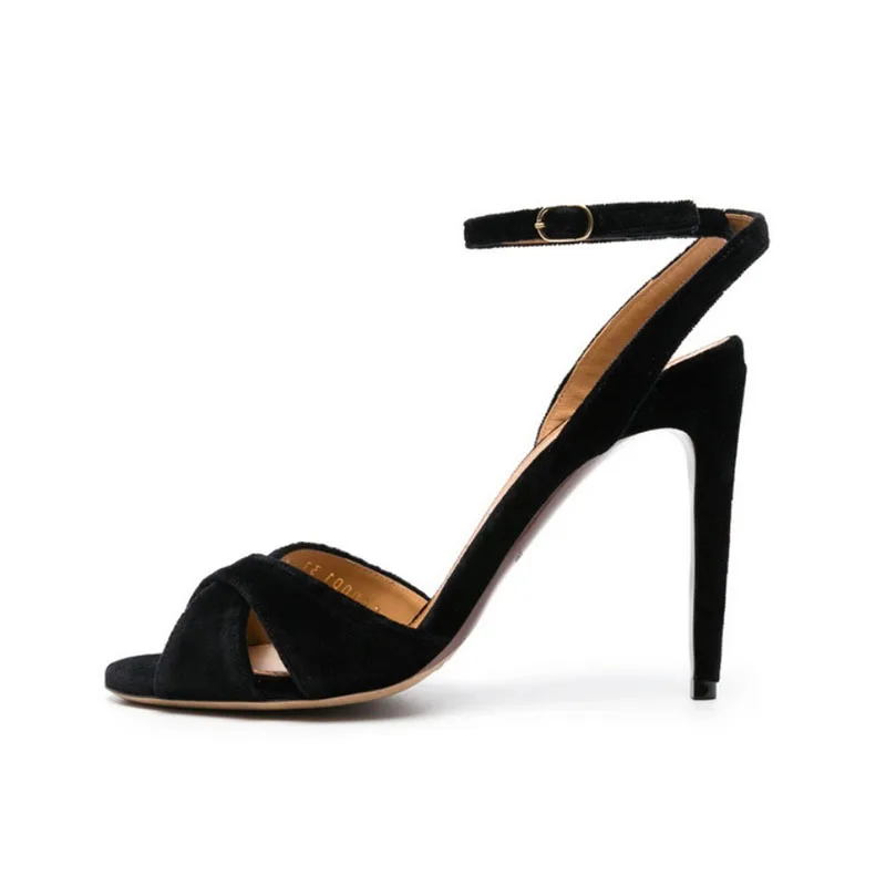 

Arden Furtado Summer 2024 Suede Thin heels word-cingulate Round toe Belt buckle Super high heel Party Open toe sandals