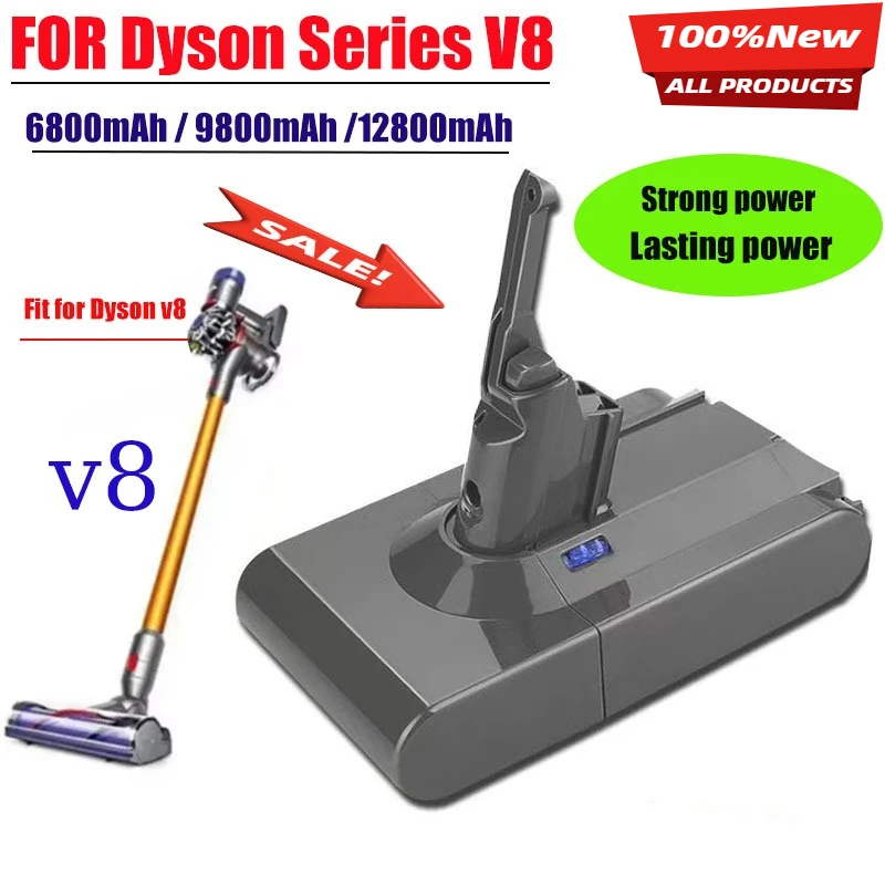 

100% Original 12800mAh Aoae 21.6V for Dyson V8 Battery Absolute Animal Li-ion SV10 Vacuum Cleaner Series Rechargeable Batteries