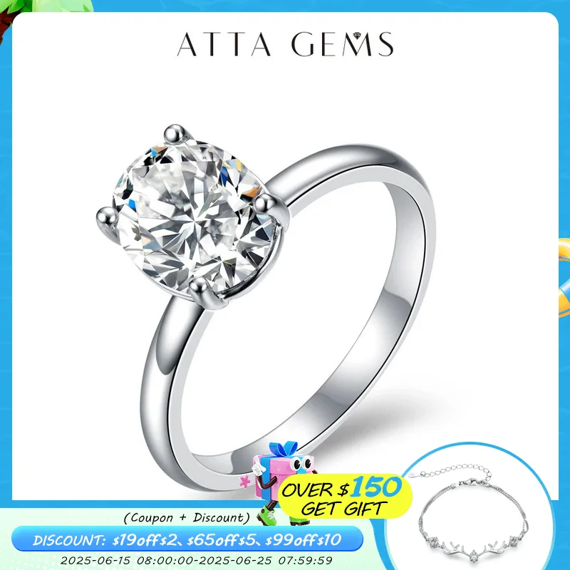 

ATTAGEMS Au585 14K Yellow Gold 2.0CT Moissanite Ring for Women Man Handmade Oval Ring Engagement Moissanite with Certificate GRA