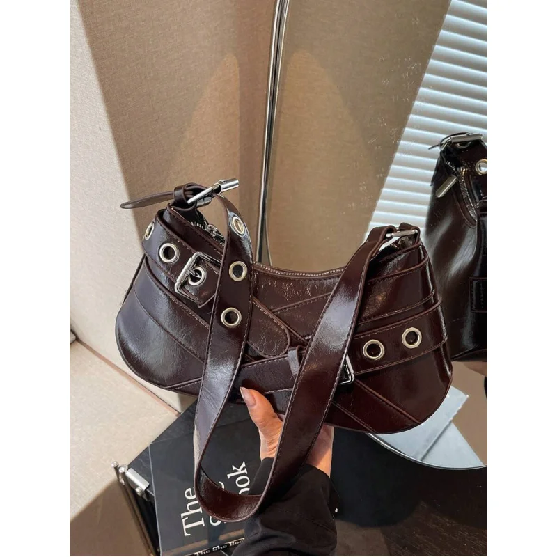 

Модная, авангардная, высококачественная однотонная женская сумка через плечо/подмышки с пряжкой