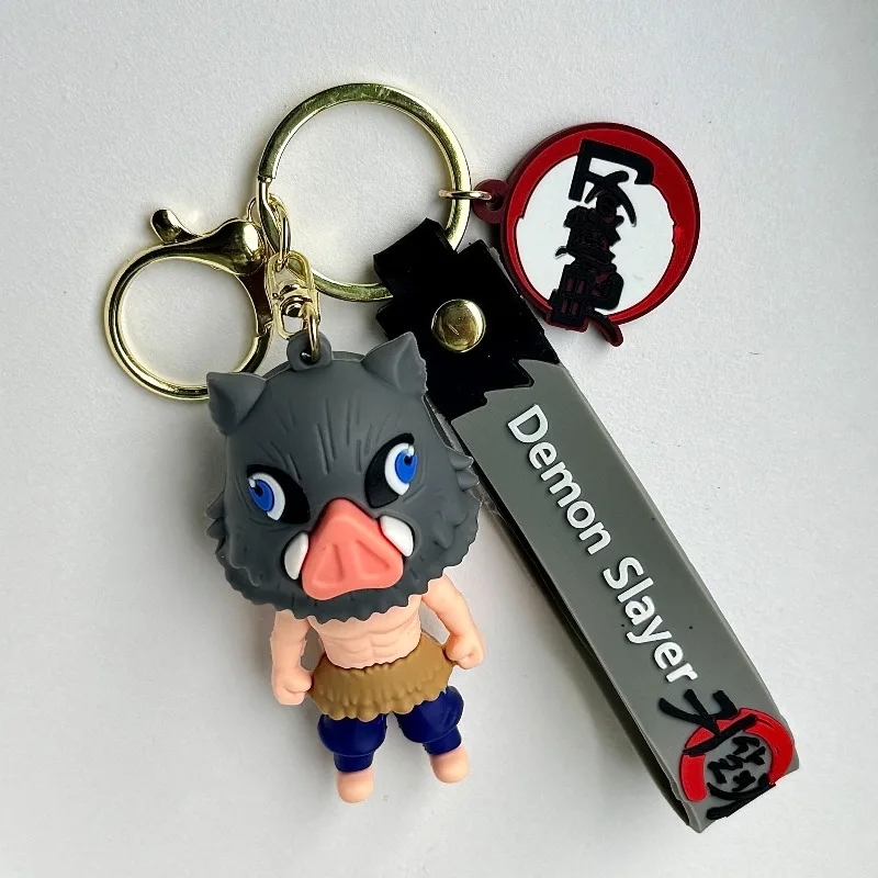Chaveiro Demon Slayer Cartoon Anime Kamado Tanjiro Agatsuma Zenitsu para homens e mulheres, chaveiro com pingente de bolsa moderno e versátil