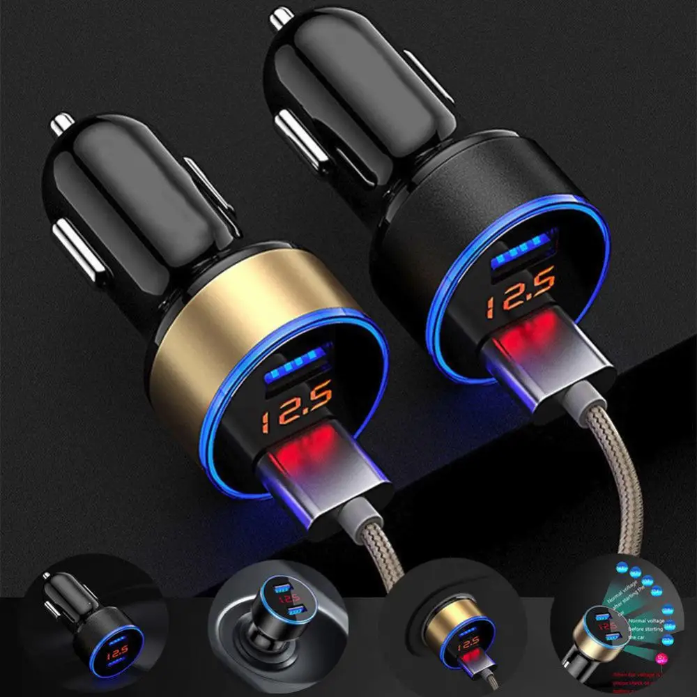 Portable Dual USB LED Digital Display Quick Charge 5V 3 1A Dual USB Car charger Adapter Fast Charging For