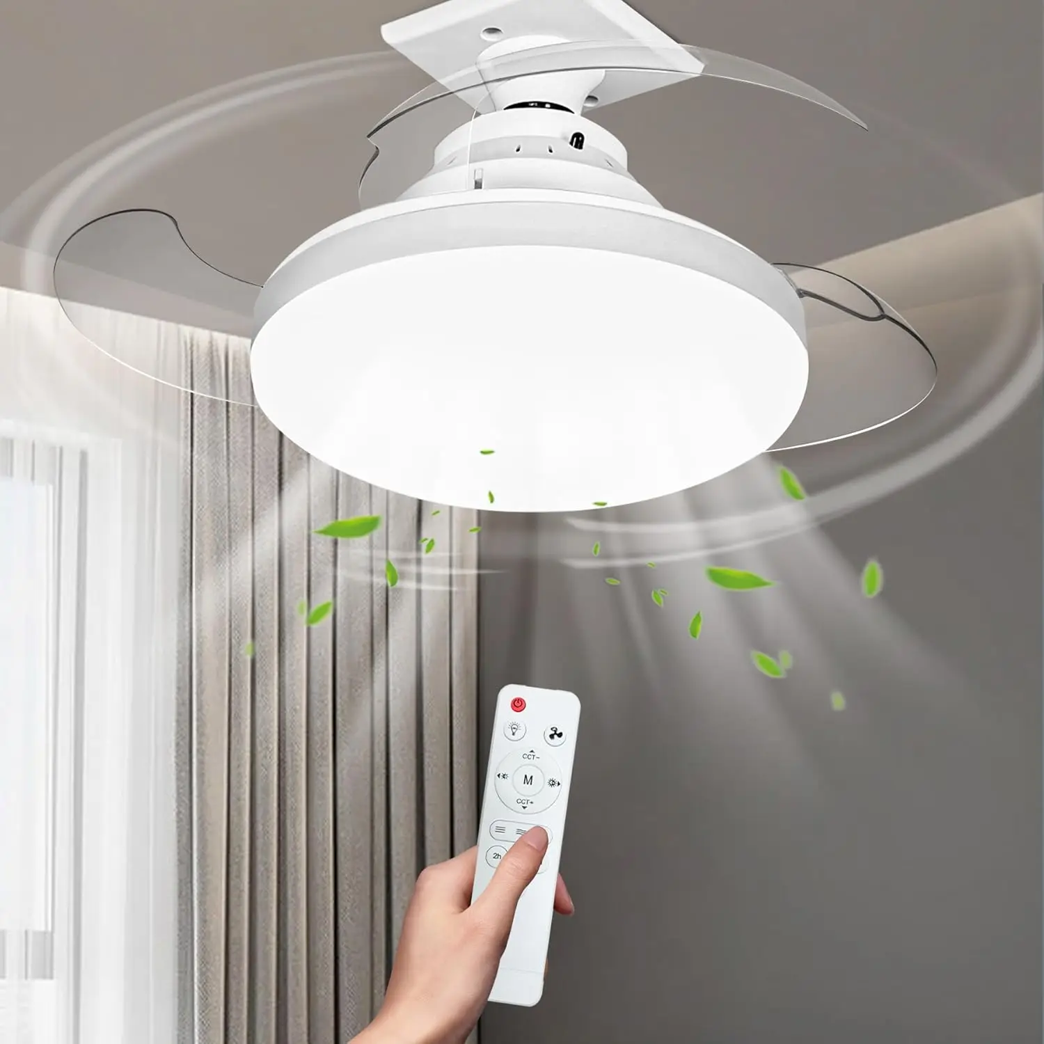 

48W Ceiling Fan Lights Socket Fan Light with Remote Control 3 Colors Ceiling Lamp 3000K-6000K Dimmable for Living Room Bedroom