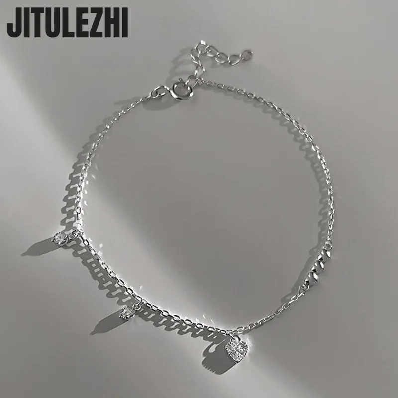 925 Sterling Silver Bracelet For Women Love Bracelet Girl's Light Luxury Design Sense Micro-set Zircon Heart-shaped Hand Ornamen