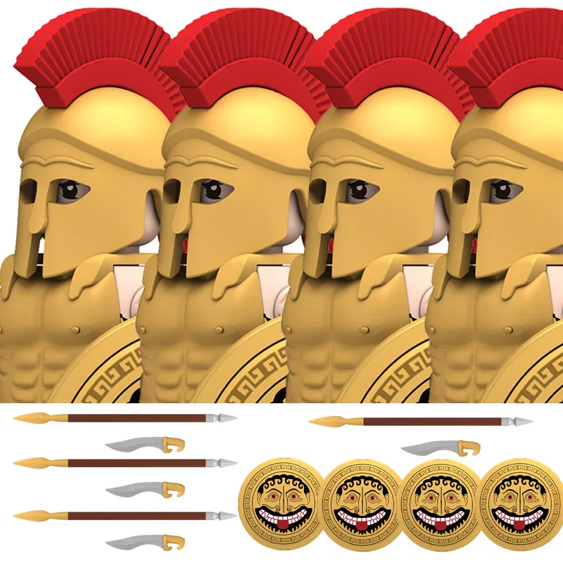 Militärische Bausteine: Griechische Serie Schwerer Infanterie-Soldatenfiguren – Athene, Korinth, Spartanische Hopliten, Legionstruppen-Spielzeug