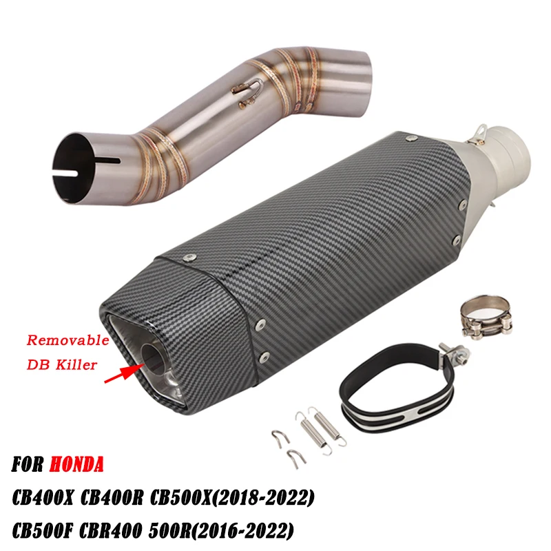 

Exhaust Pipe For Honda CB500F CBR400 500R 18-2022 Motorcycle Escape Muffler Mid Link Pipe Stainles Steel Connect Tube DB Killer