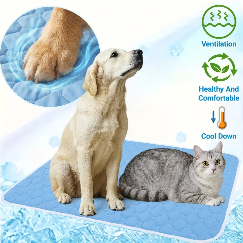 Pet Summer Cooling Ice Mat Dog Bed Breathable Mesh Sweat-Absorbing Cooling Pad Durable Polyester Fiber Extra-Large universal Mod