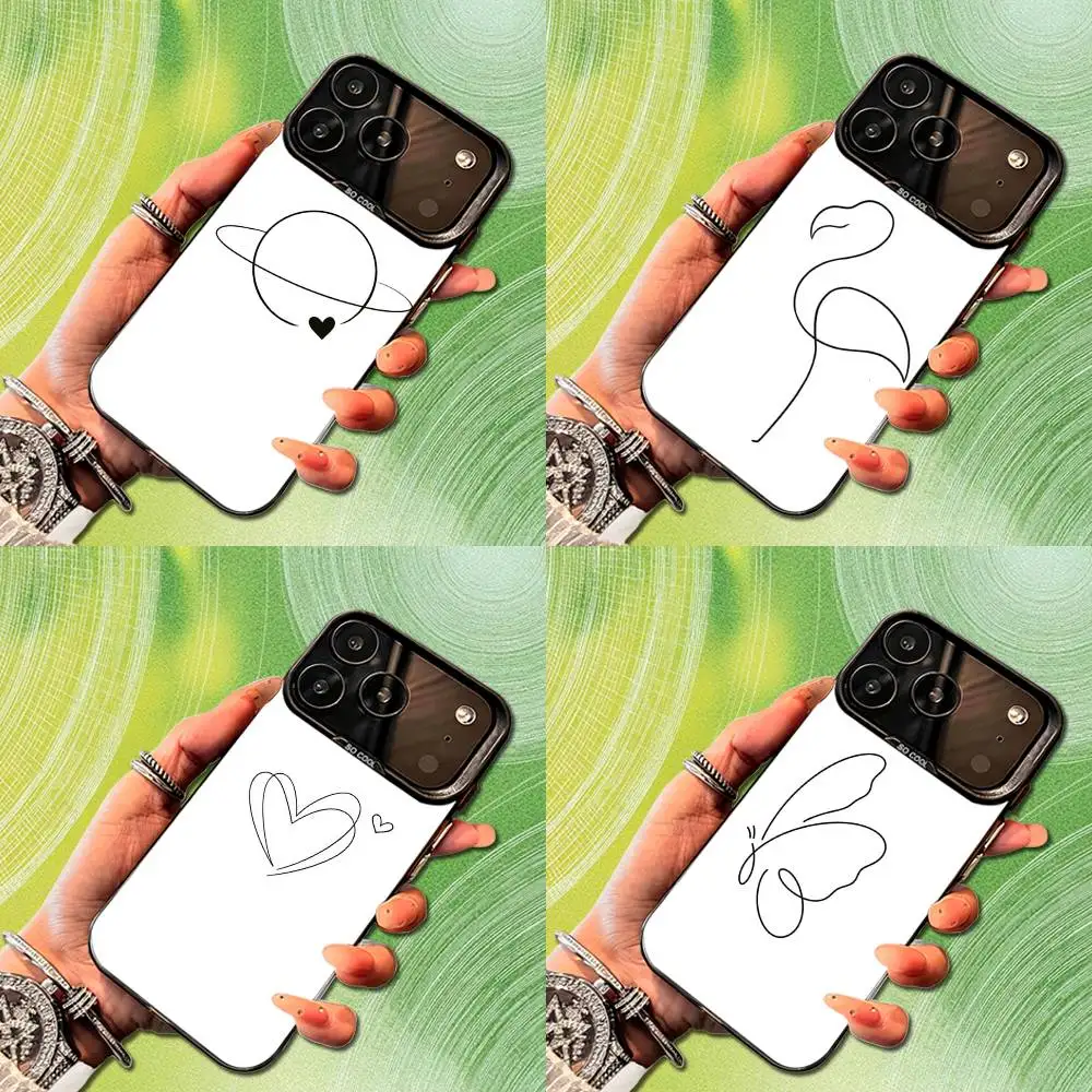 

Sketch Lines Butterfly Art Phone Case For iPhone 14,17,13,12,11,16,15,Mini,Pro,SE,XS,MAX,Black Matte Silicone Cover