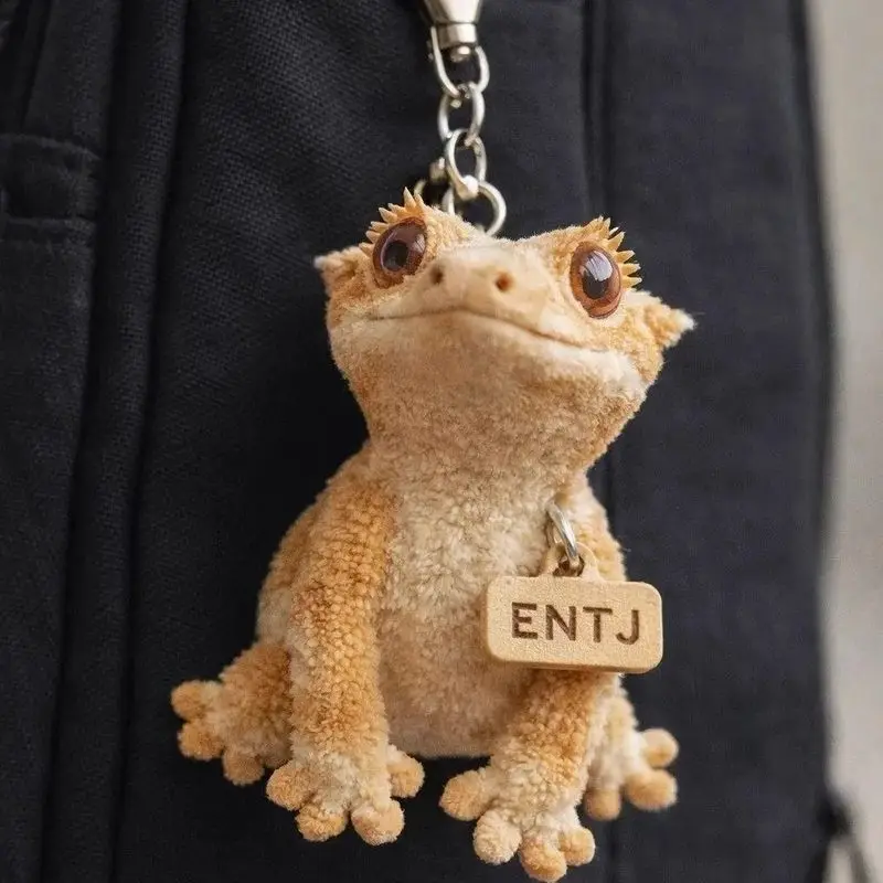 Chaveiro de Pelúcia Gecko Crestado Fofo e Macio, Pingente de Bolsa Kawaii Estilo Entj, Charm para Mochila, Presente de Ano Novo para Amigos