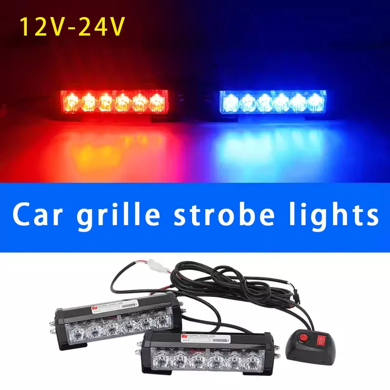 

LED Traffic Signal Emergency Warning Flashing Light Police Car Strobe Lights Auto Front Grille Flash Lamp Bar