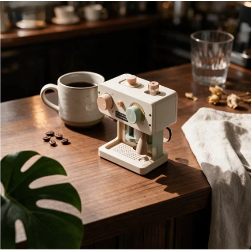 Kids Pretend Coffee Machine Toy Set, Realistic Espresso Creator with Accessories Buttons for Children Role‑Play