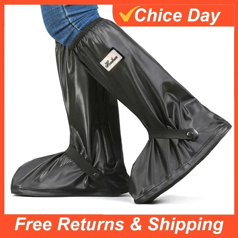 Non-Slip Boot Covers 1 Pair Unisex Shoes Protectors Motorcycle Scooter Bike Rain Shoes Cover Waterproof for Rainy Snowy Day