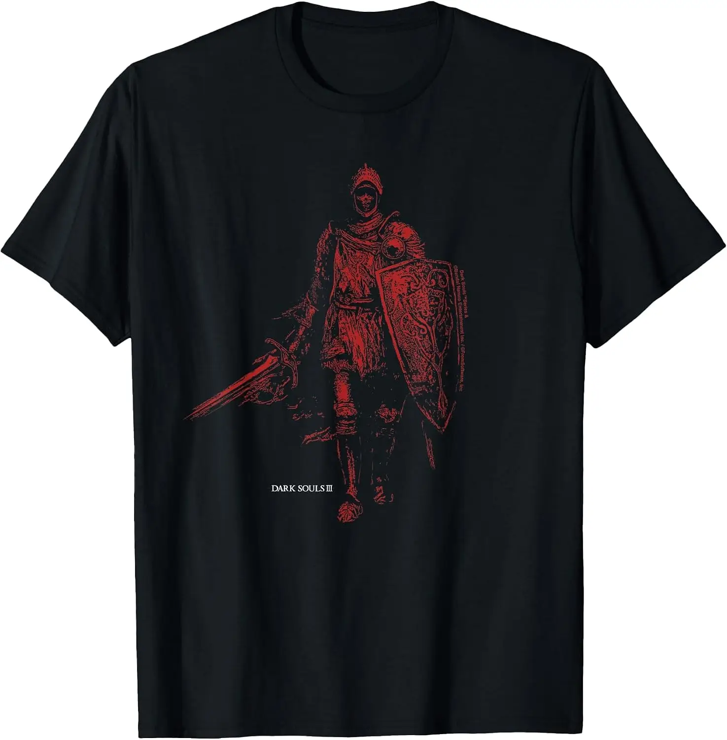 Cursed Knight Red Portrait Video Game T-Shirt Men Casual Graphic Print T‑Shirt Crew Neck Short Sleeve Vintage Street Style Soft Fabric Daily Wear Tops. Holiday Festive, Party Wear, Theme Print Tee.